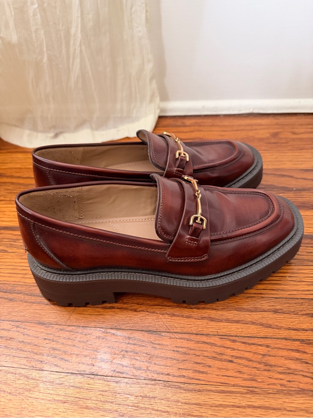 Sam Edelman Women's Brown Leather Platform Loafers - Picture 3 of 5